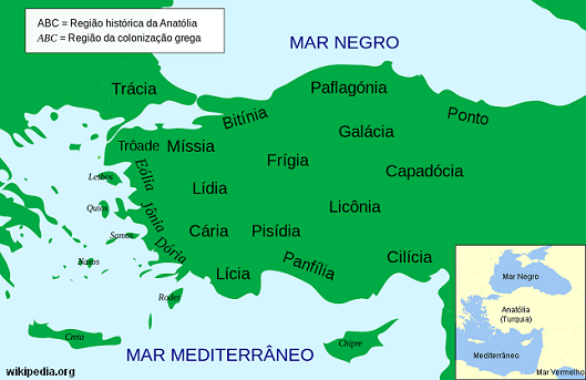 Antiga Anatólia (Turquia), na Ásia Menor