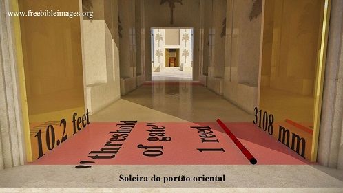 Medidas da soleira da porta oriental do templo