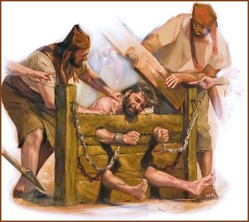 o profeta Jeremias no tronco (Jr 20: 2)