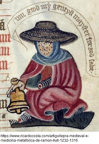 O leproso da época Medieval com um sino