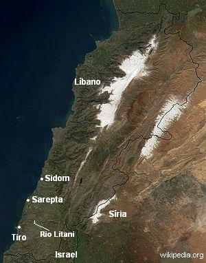 Localização de Tiro, no Líbano