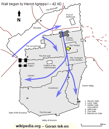 Mapa do cerco de Jerusalém em 70 DC